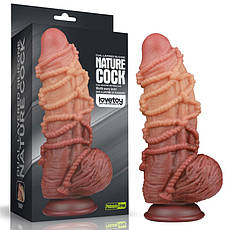 Фалоїмітатор рельєфний Dual layered Platinum Silicone Cock with Rope 9.5 | Limon, фото 2