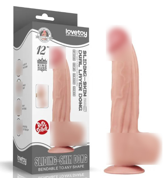 Фалоїмітатор зі знімною присоскою King Sized Sliding Skin Dual Layer Dong 12.0 | Limon