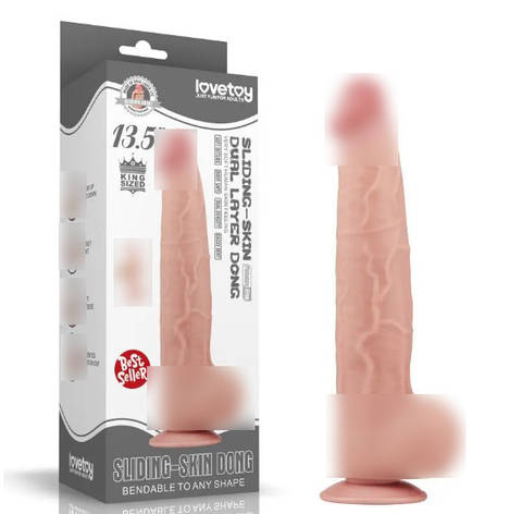 Фалоїмітатор зі знімною присоскою King Sized Sliding Skin Dual Layer Dong 13.5 | Limon, фото 1