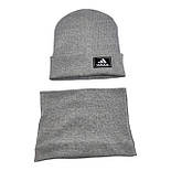 Шапка дитяча трикотажна подвійна демісезонна з хомутом дитячі головні убори сірий (ШД425), фото 2