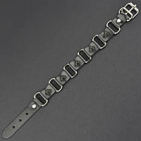 Мужской браслет черный эко кожа с шипами застёжка ремешок Stainless Steel длина 25 см ширина 15 мм