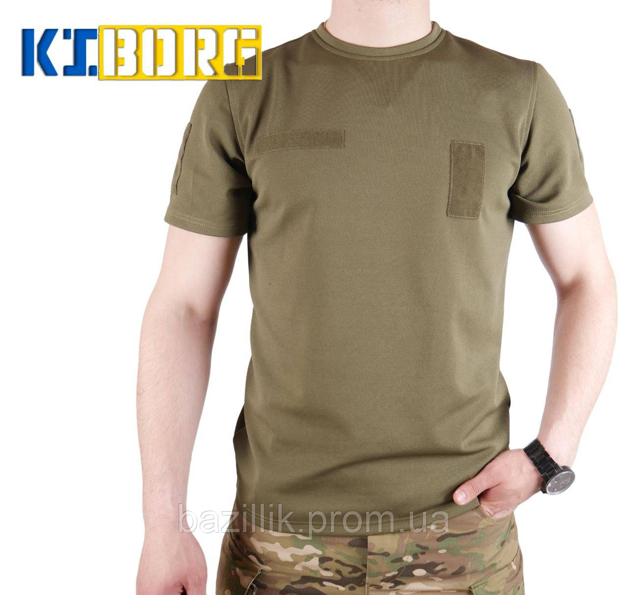 Тактична футболка хакі Coolpass літня військова футболка з велкро панелями якісна армійська футболка - фото 1 - id-p1936675018