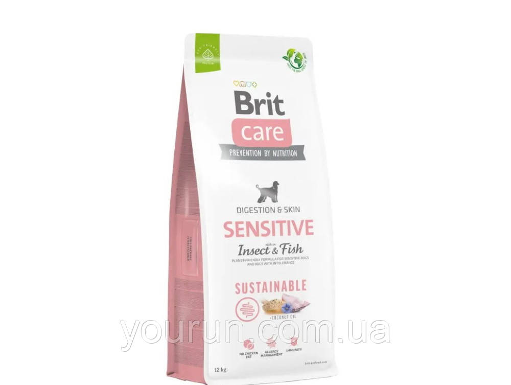 Brit Care Dog Sustainable Sensitive-Сухий корм для собак з чутливим травленням(риба та комахи)12 кг