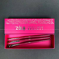 Набор кистей для покраски бровей ZOLA Magic Brow Brush (3шт.) малиновый