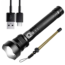 Тактичний ліхтарик BL X92 P70, 2*18650 / Ручний акумуляторний ліхтар із USB та зумом