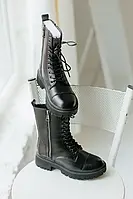 Черевики Balenciaga Boot Tractor Fur Black ❄️ (Без лого, блискуча шкіра, 11 люверсів)