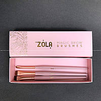 Набор кистей для покраски бровей ZOLA Magic Brow Brush (3шт.) светло-розовый