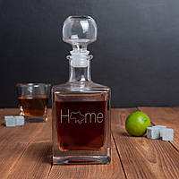 Графин скляний для спиртних напоїв "Home", графин для горілки з гравіюванням, 500 мл