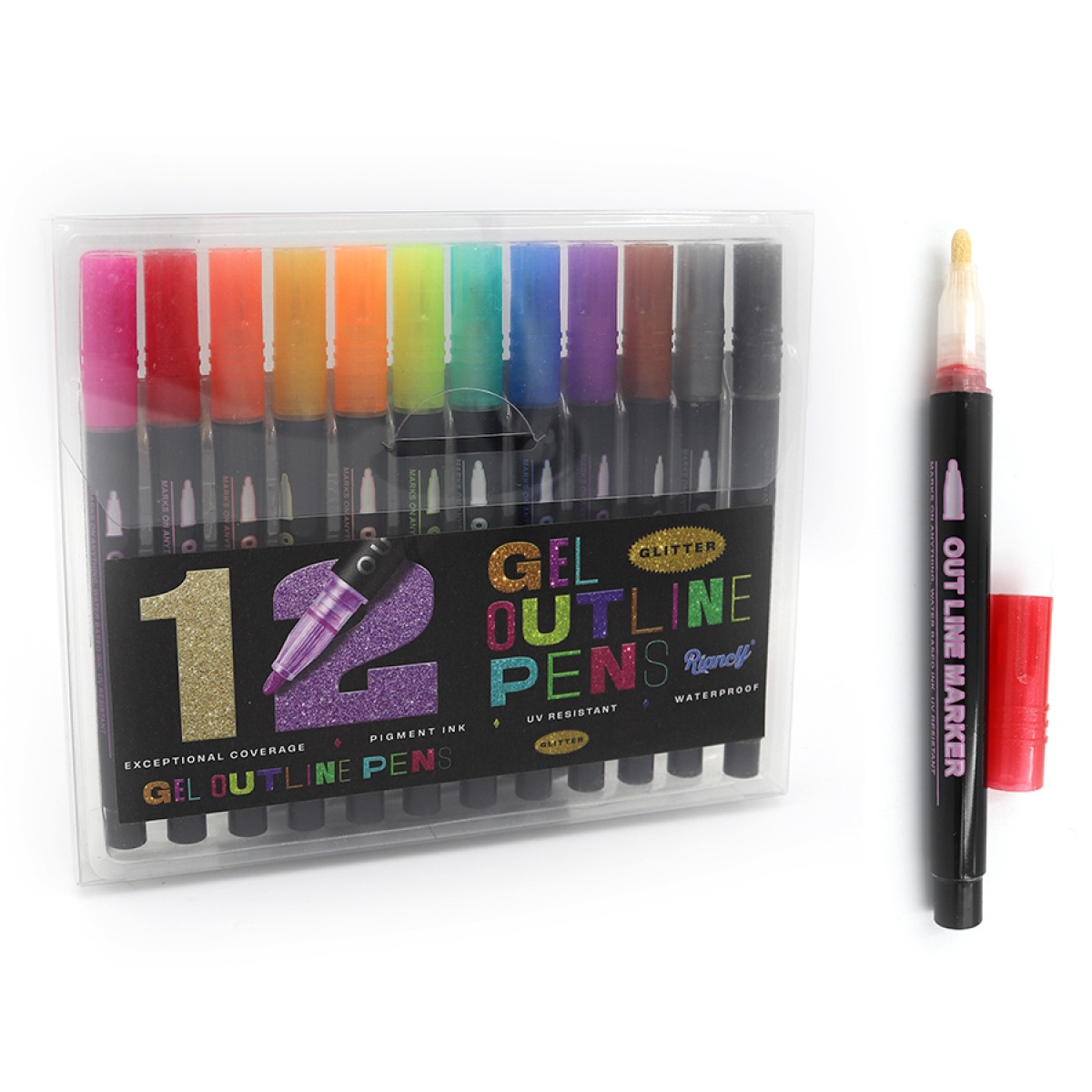 Набір гліттерних маркерів 12кол., 12шт./етик.