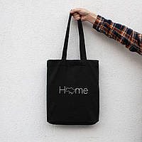 Хлопковая сумка для покупок "Home", черный шоппер, 36х33 см