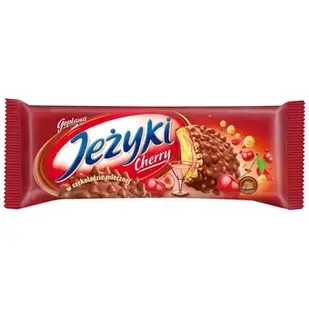 Печиво хрусткі в шоколаді з вишневим смаком Jezyki Cherry Goplana, 140 г