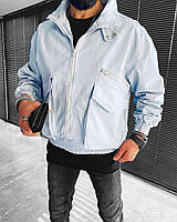 Мужская джинсовая голубая куртка на молнии осень/весна.Мужская голубая куртка демисезонная
