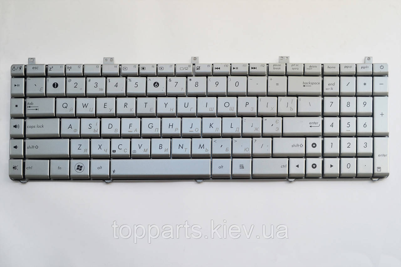Клавіатура ноутбука Asus Asus N55, N55S, X5QS, X5QSF срібляста UA/RU/US