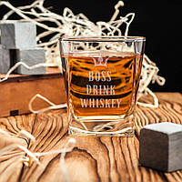 Стакан для виски квадратный "Drink whiskey", Крафтова коробка