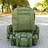 Рюкзак тактичний 55 л, (55х40х25см), B08, з підсумками Олива / Військовий штурмовий рюкзак на MOLLE, фото 3