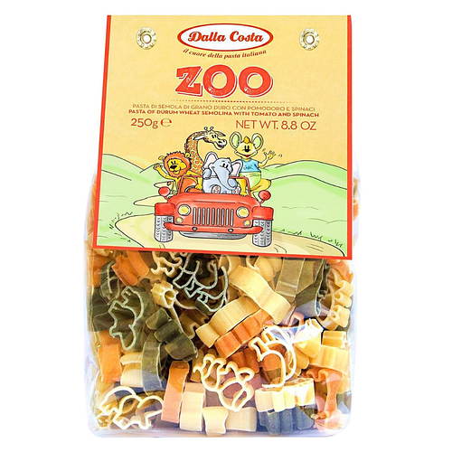 Макарони DALLA COSTA ZOO pasta з томатом і шпинатом 250г