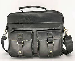 Зручна чоловіча сумка Leather Collection (9912) чорна шкіряна