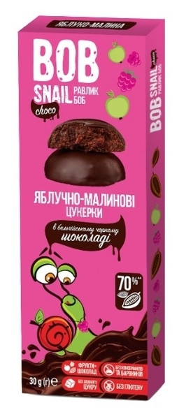 Цукерки яблуко-малина в шоколаді Равлик Боб 30г