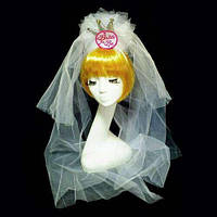 "BRIDE TO BE". Корона на обручі з білою сріблястою фатою