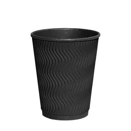 Стакан Гофрований TITAN (Ripple Wave) 400мл. - “FullBlack” (15шт.), 30уп./ящ. (кр-91), фото 1
