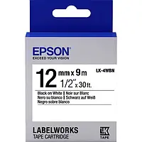 Этикет-лента Epson LabelWorks LK4WBN Black White 12 мм/9 м