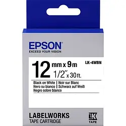 Етикет-стрічка Epson LabelWorks LK4WBN Black White 12 мм/9 м