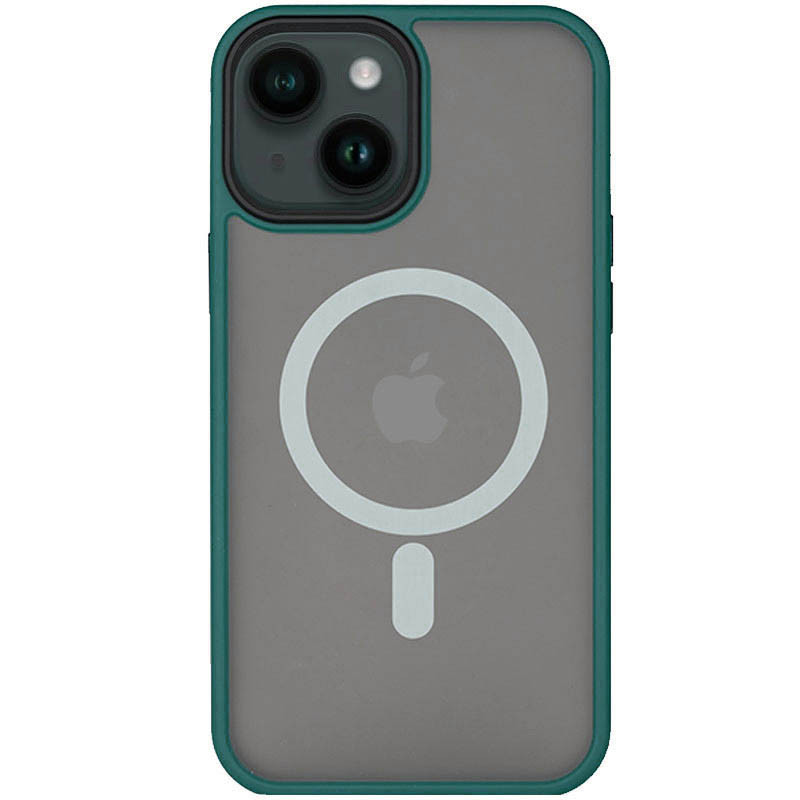 TPU+PC чохол Metal Buttons with MagSafe для Apple iPhone 14 (6.1") Зелений, фото 1