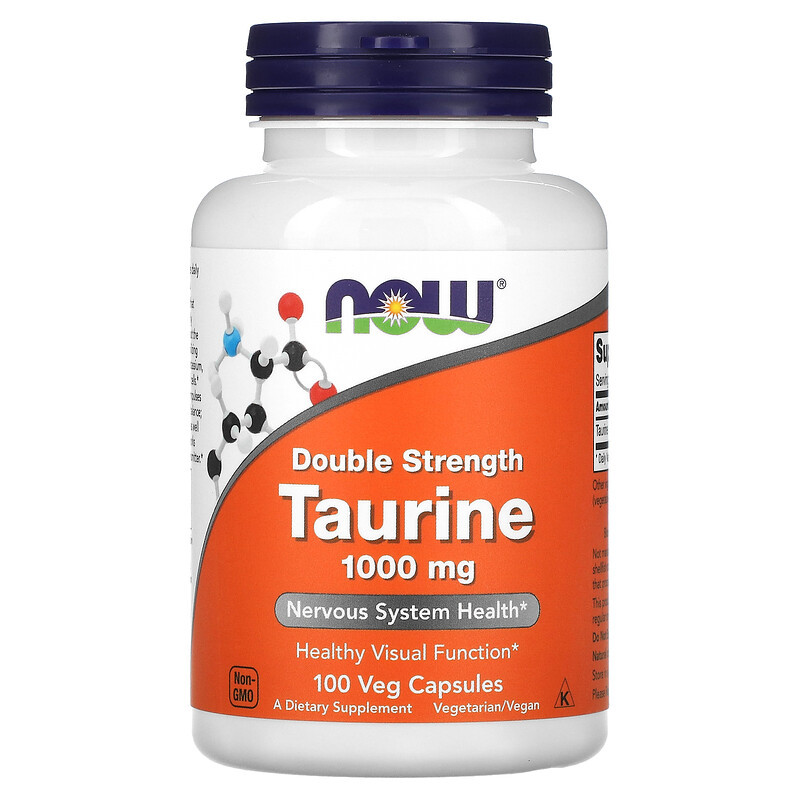 Now Foods Double Strength Taurine 1000 mg 100 капсул