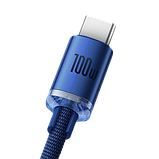 Кабель Baseus Crystal Shine USB 2.0 to Type-C 100W 1.2M Синій (CAJY000403), фото 2