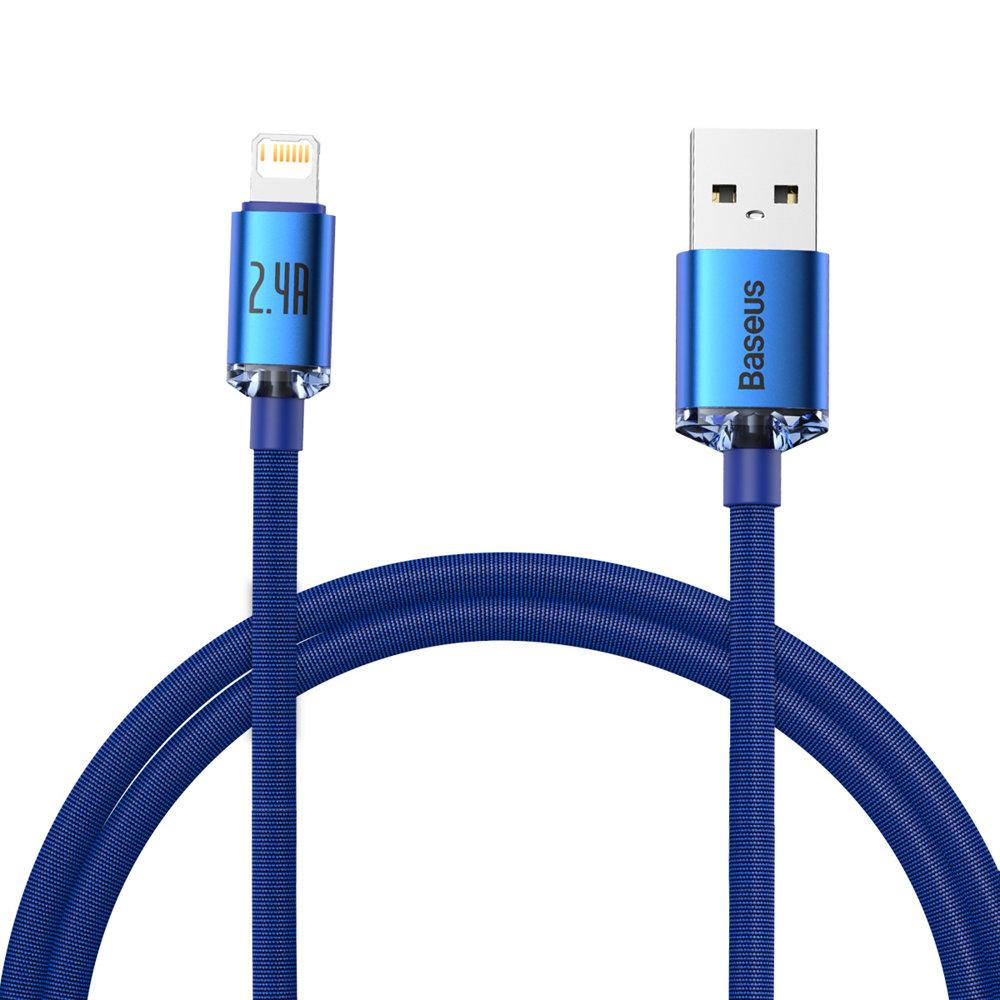 Кабель зарядний Baseus Crystal Shine Series USB — Lightning для швидкого заряджання 2.4 А 1.2 м Blue (CAJY000003)