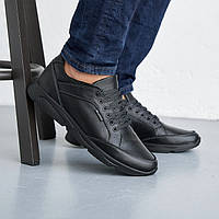 Черные мужские кроссовки из кожи, демисезонные мужские кроссовки для повседневной носки, кроссовки для мужчин