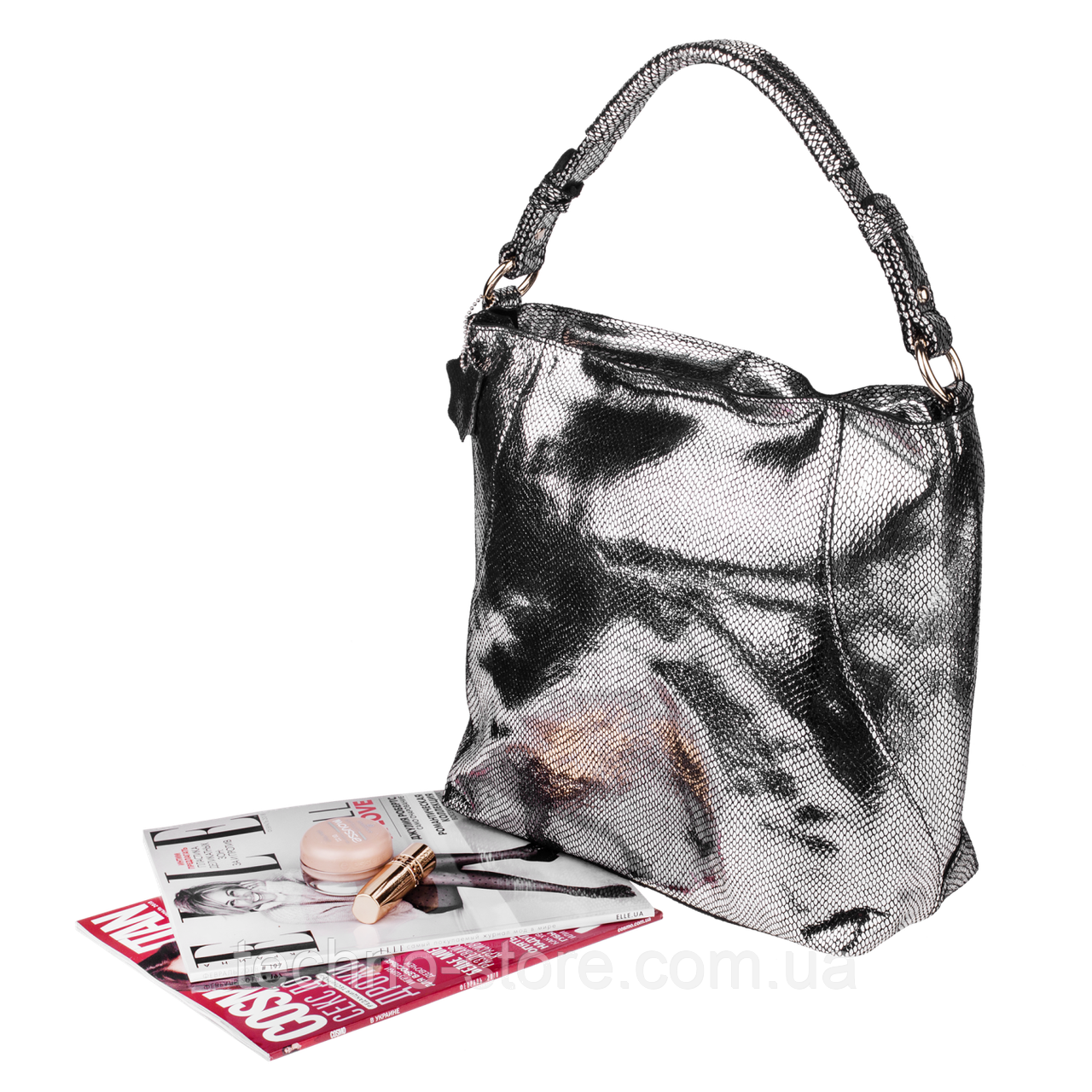 Шкіряна сумка жіноча Realer 2032-1 античне срібло