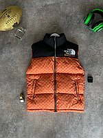 Мужская жилетка TNF Gucci теплая. Жилетка Гуччи ТНФ. Безрукавка The North Face Оранжевый, S