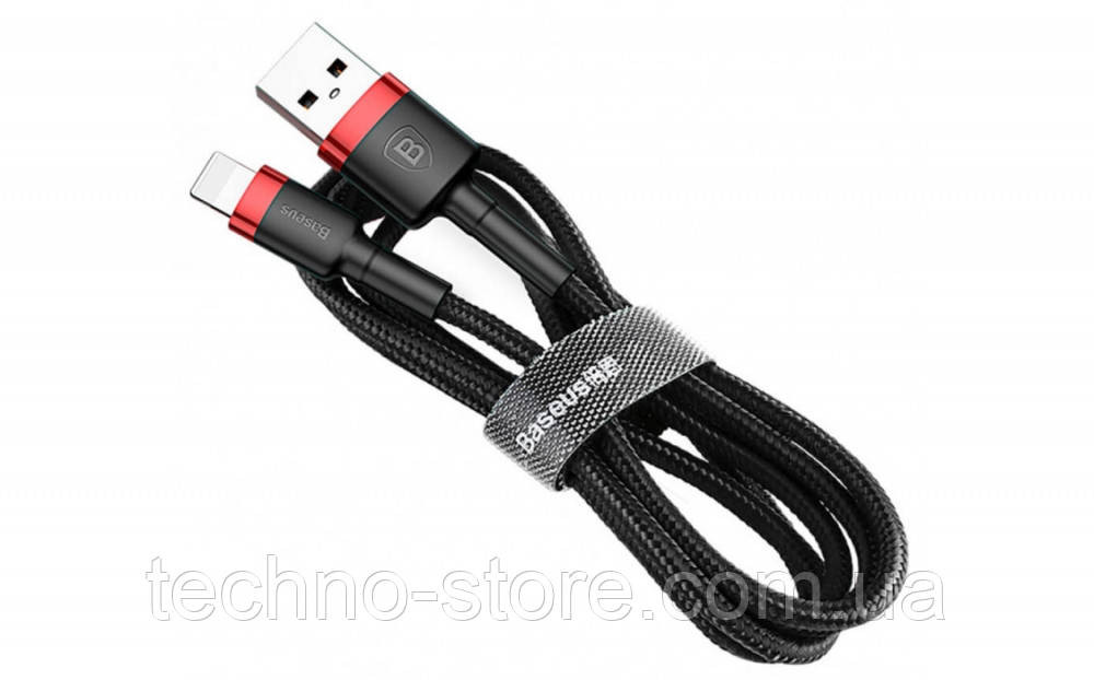 Кабель Baseus Cafule USB 2.0 to Lightning 2.4A 1M Чорний/Червоний (CALKLF-B19)