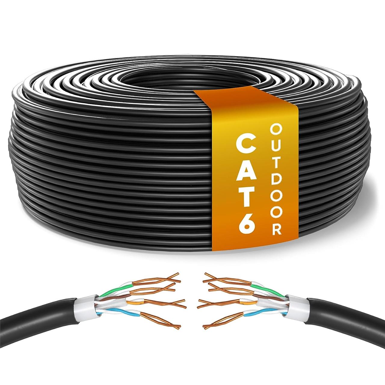 Mr. Tronic Outdoor водонепроникний кабель Ethernet Cat 6, 100 м, високошвидкісний мережевий кабель LAN Ethernet, оптовий інтернет-, фото 1
