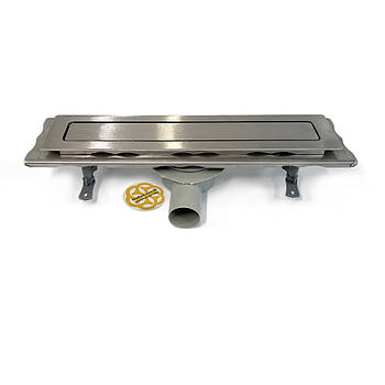 Трап під душ ELIT PREMIUM 45 см, горизонтальний, нержавіюча сталь, грати - суцільнометалеві Sanpr