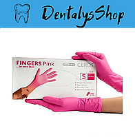 Нітрилові рукавички CEROS Fingers® Pink Розмір S 100шт/уп. Рожеві