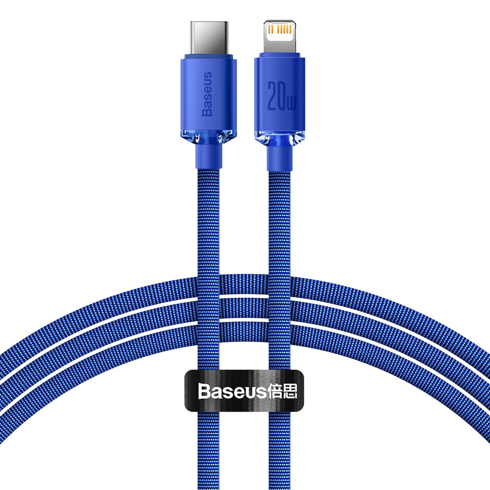Кабель зарядний Baseus Crystal Shine USB Type C to Lightning 20 Вт 1.2 м Blue (CAJY000203)