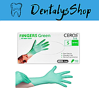 Нітрилові рукавички CEROS Fingers® Green Розмір XS 100шт/уп. Зелені