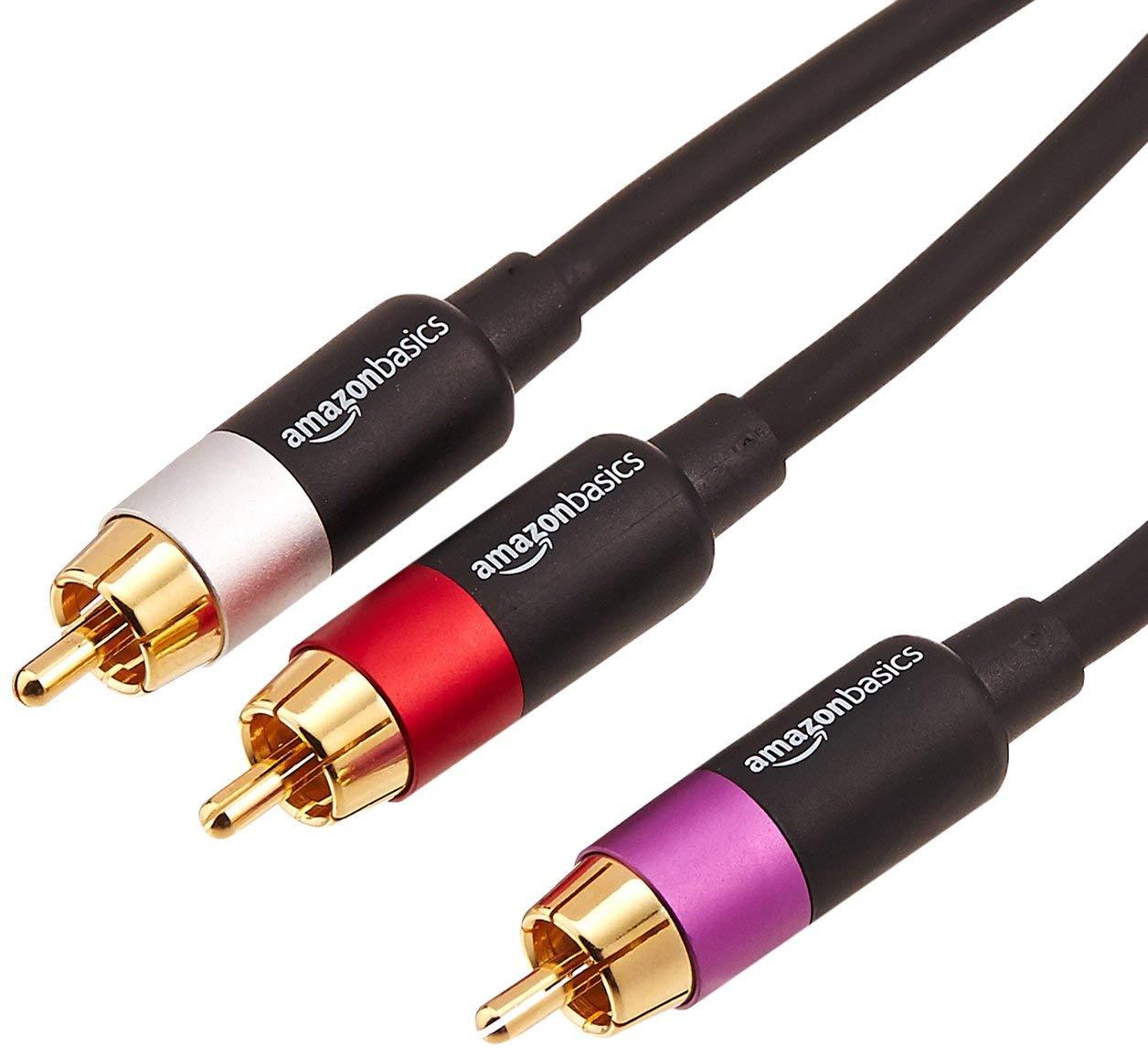 Amazon Basics RCA Audio 1-штекерний-2-штекерний стереокабель сабвуфера - 2,5 метра, фото 1