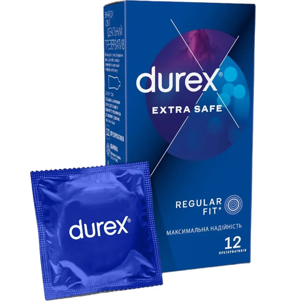 Презервативи латексні Durex Extra Safe, максимальна надійність, 12 шт