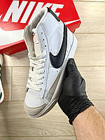 Кеди nike blazer mid високі, Nike blazer mid 77 white/black, Кросівки чоловічі та жіночі шкіряні nike blazer