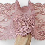 Стрейчеве (еластичне) мереживо темного рожевого кольору, ширина 19.5 см., фото 7