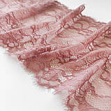Стрейчеве (еластичне) мереживо темного рожевого кольору, ширина 19.5 см., фото 4