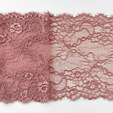 Стрейчеве (еластичне) мереживо темного рожевого кольору, ширина 19.5 см., фото 5