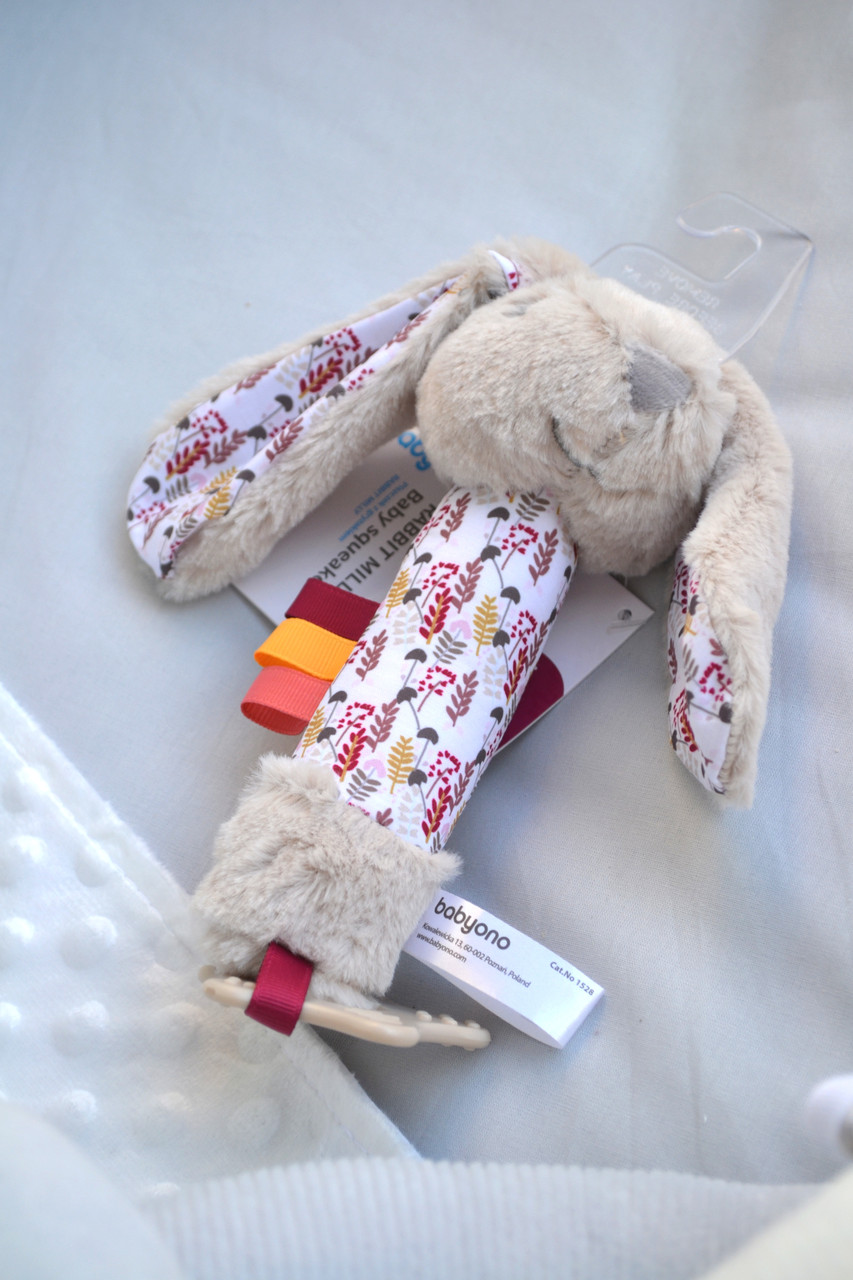 Брязкальце м'яке з пищалкою Кролик Міллі BabyOno