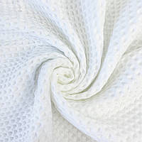Вафельна тканина крупнокомірчасте піке білого кольору Туреччина