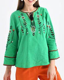 Блуза вишиванка жіноча зелена