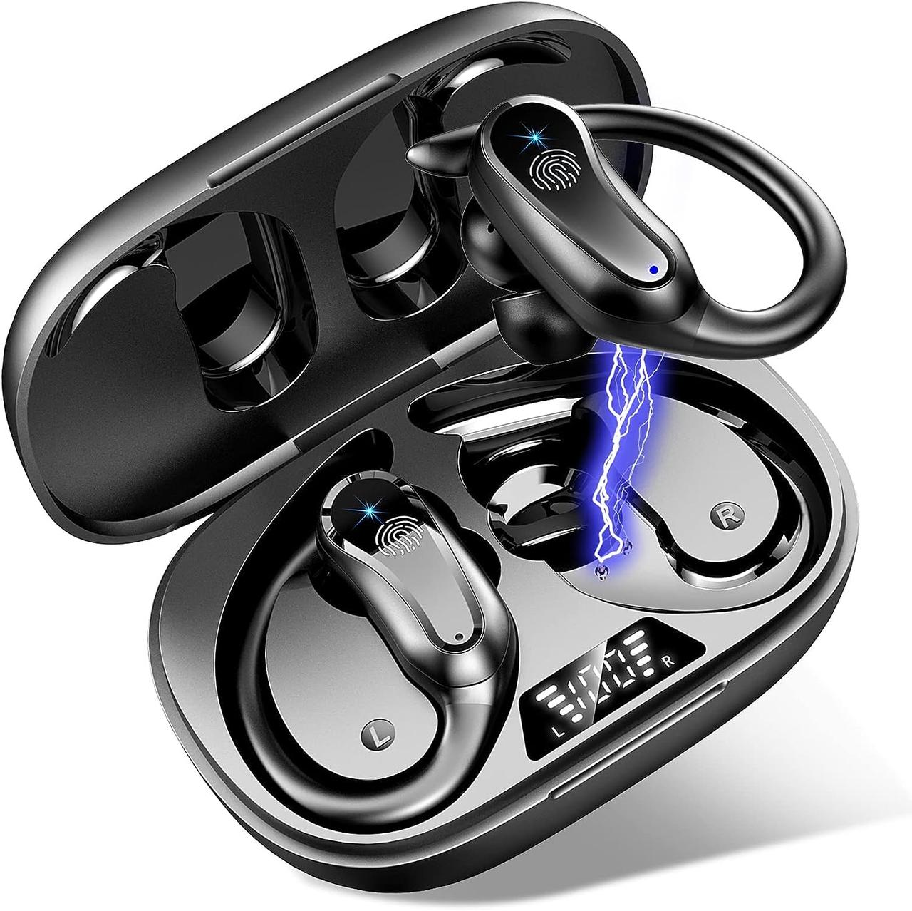 Бездротові навушники Rulefiss Bluetooth 5.3 з подвійним світлодіодним цифровим дисплеєм, час відтворення 42 години, супер водонепр