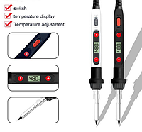 Электрический Паяльник 80W / Ватт с регулировкой температуры и цифровым дисплеем 0003FDD Черный